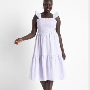 Smocked bodice ruffle day dress